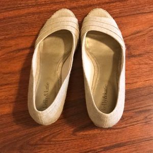 Kelly & Katie Tan Peep Toe Wedges